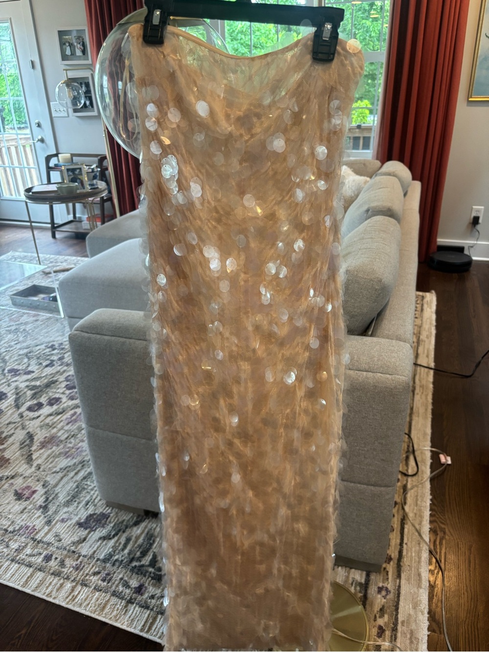 Zara Nude Sequin Tulle Evening Dress